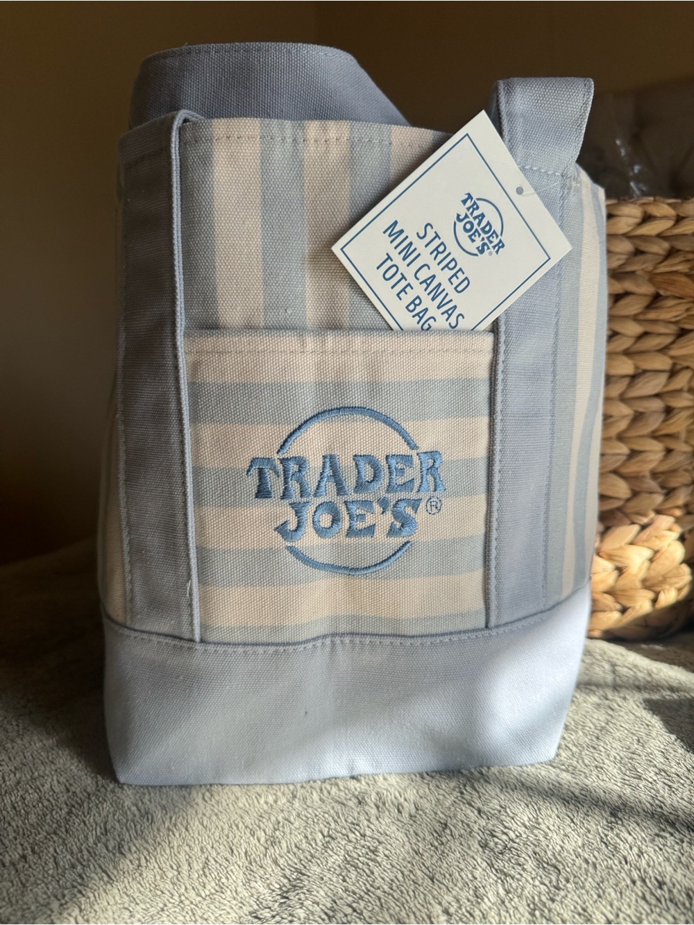 TJ’s Blue & Cream Striped Tote Bag